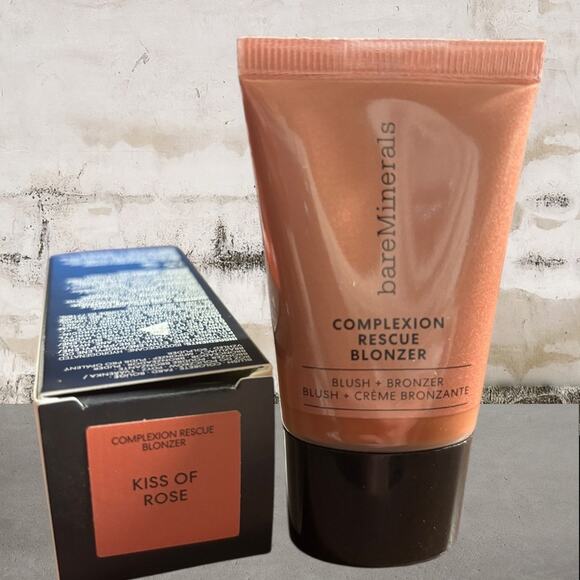 Bare Minerals COMPLEXION RESCUE BLONZER Liquid Blush + Bronzer Kiss of Rose NIB - Picture 2 of 6